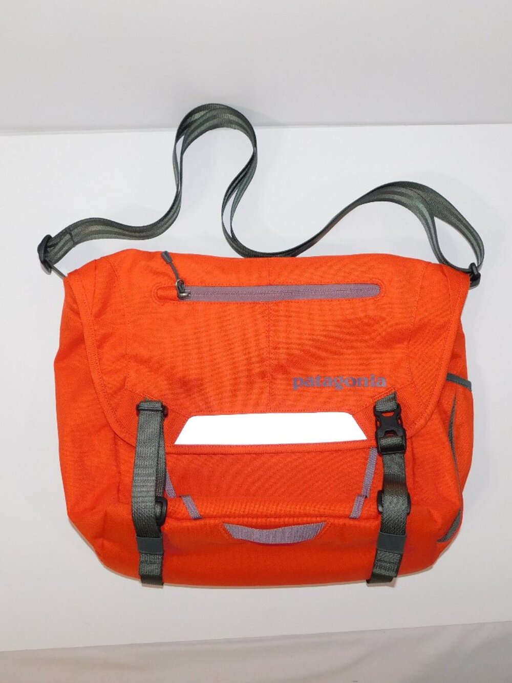 The Patagonia Mini Mass Messenger Bag Orange Gray laptop Crossbody Shoulder